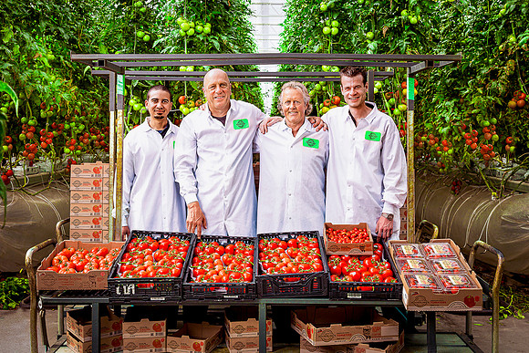 Casey Houweling and managers group photo in Mona, UT greenhouse.