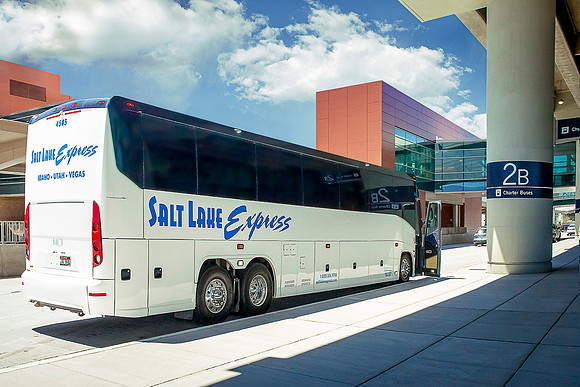 A Salt Lake Express bus at SLC Airport.