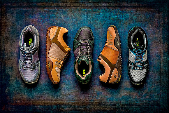 Five styles of Kuru shoes on display for the holidays.