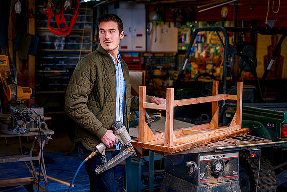 Artist and furniture maker works in his workshop in Salt Lake City.