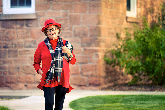 Sally, a Lifelong Learning student strolls to class.